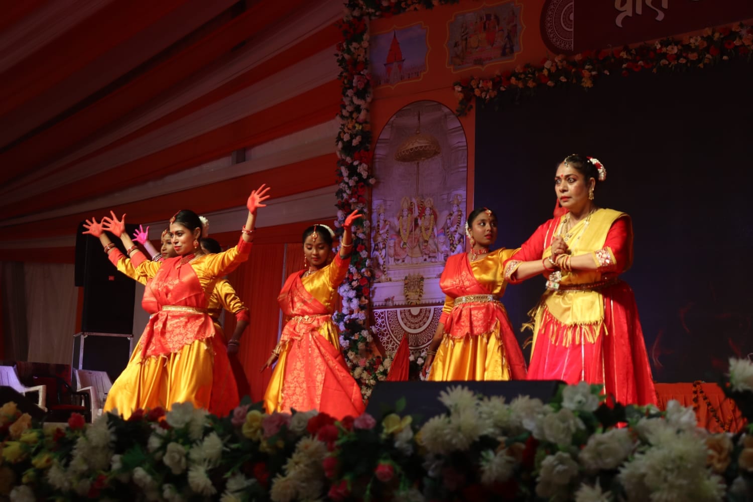 Students of different dance forms performing on stage at Shubh Sanskar Creative Dance Academy